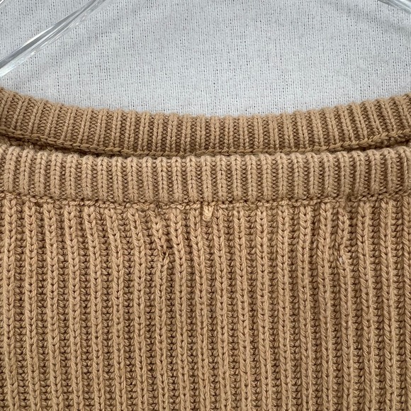 HOUSE OF CB LONDON Mila Sand Cropped Knit Sweater Womens XS Tan Cut out Crew - Picture 14 of 16